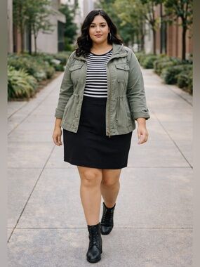 SEARS Vtg Black Pull On Stretch Pencil Skirt Sz 1X Rayon blend Classic